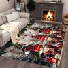 Red Christmas Floor Rug White Snowflake Border Design Mat For Bedroom Kitchen Decor