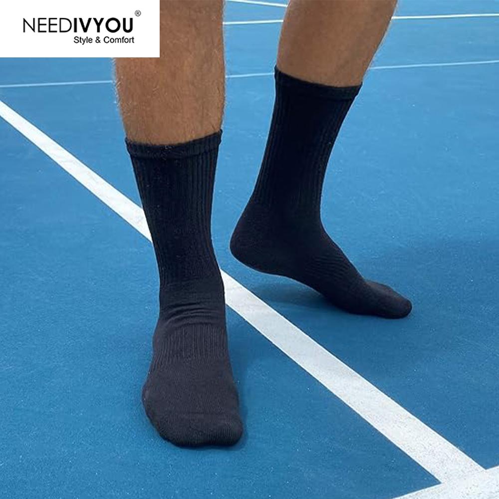 Mens Sports Socks 6 Pairs Black Cotton Comfort Everyday Football Socks Active Running EU Size 35-46