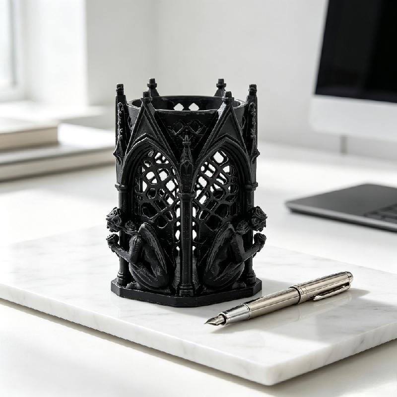 3D Printed Gothic Style Skeleton Pen Holder For Paint Brushes Makeup Brushes Markers Desk Living Room Home Decoration Accessorie