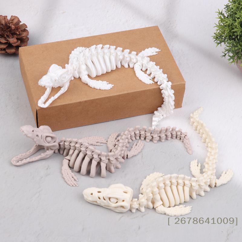 3D Printed Mosasaur Skeleton Realistic Prehistoric Marine Reptile Model with Movable Jaw & Joints, Desktop Decor,Educational Toy