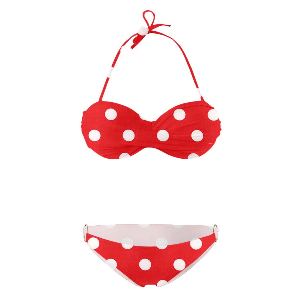 2024 European and American Women's Sexy Split Swimsuit with Hard Cup and Double Ring Bikini