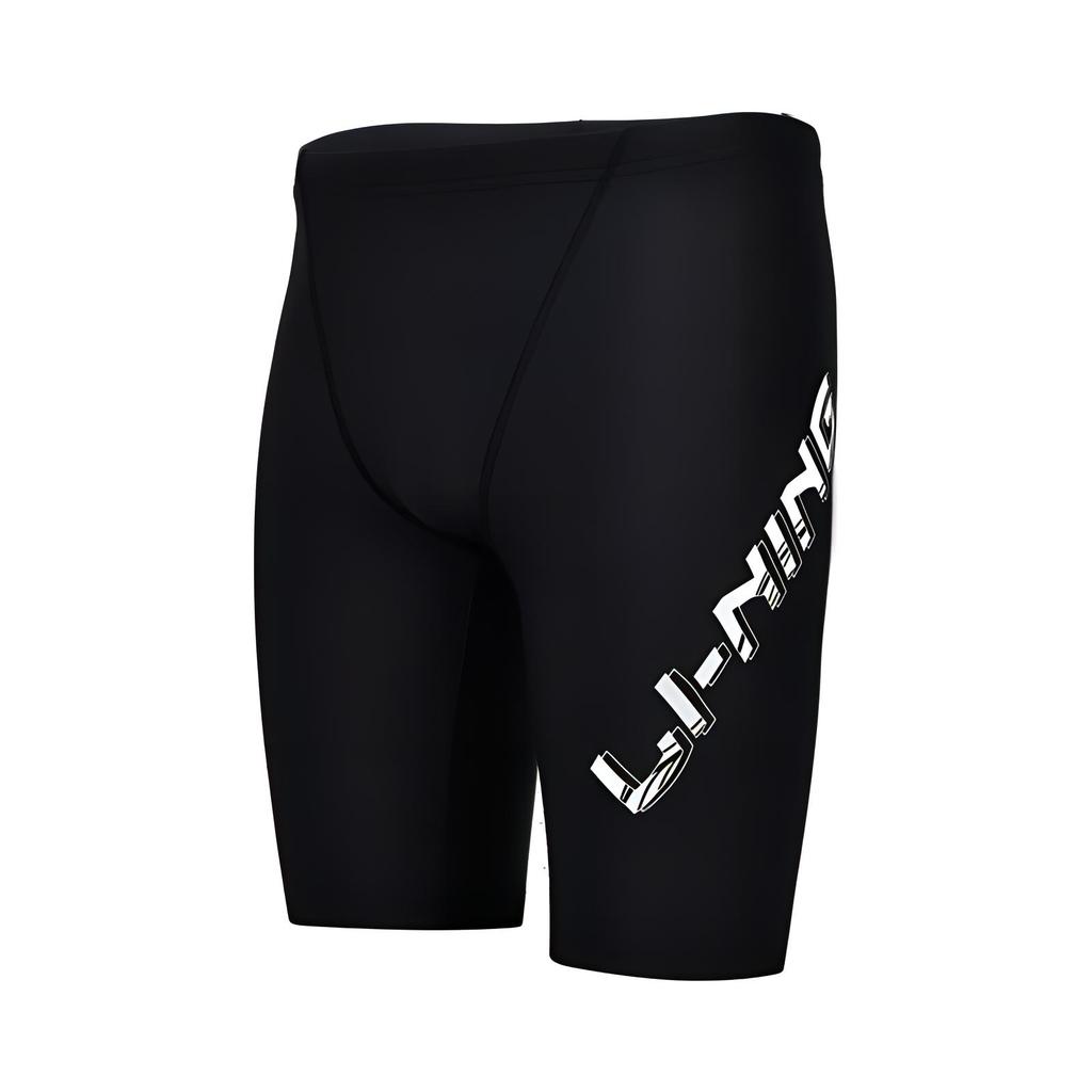 Li-Ning Quick-Dry Letter Fitted Knee-Length Swimming Training Shorts Men swimwear Black L-ASLT087-11
