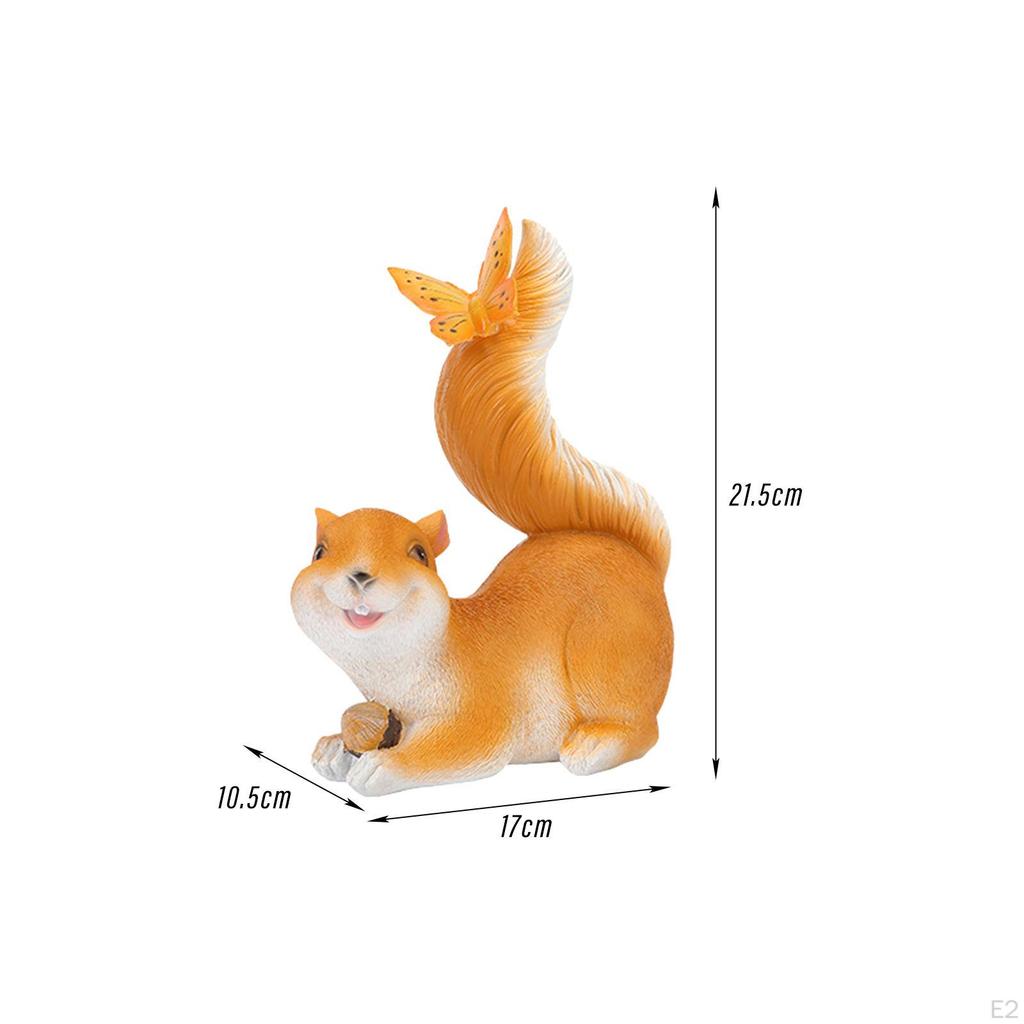 Squirrels Garden Statues Solar LED Lights Painted Decorative for Patio Lawn