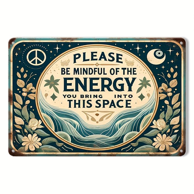 Vintage "Please Bring Energy To This Space" Sign (7.9" X 11.9") - Perfect for Home, Cafe, Bar, Garage and Outdoor Decoration
