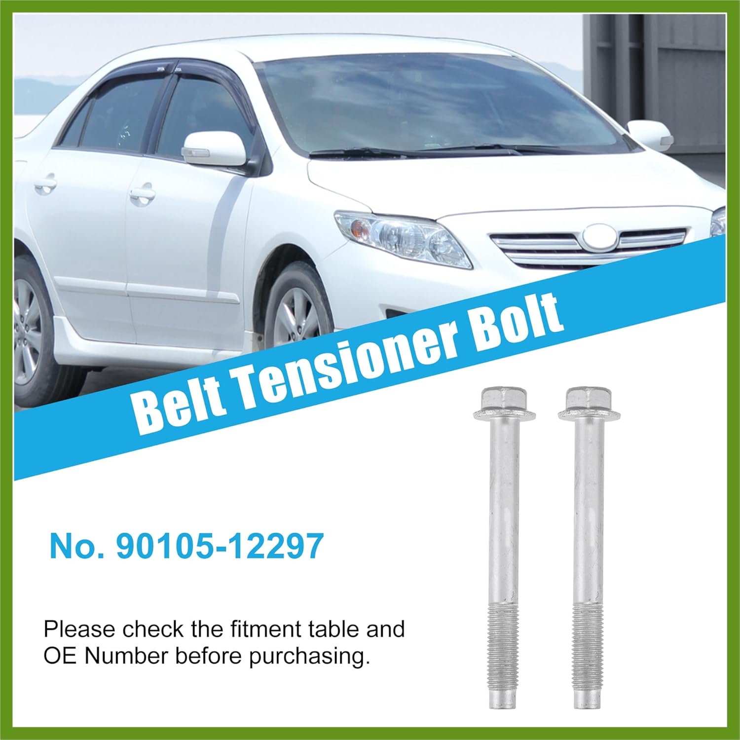 2 Pcs Serpentine Belt Tensioner Bolt for Toyota Corolla Matrix Celica GT MR2 Belt Tensioner Pulley Bolt Replace 90105-12297 Vehicle Components