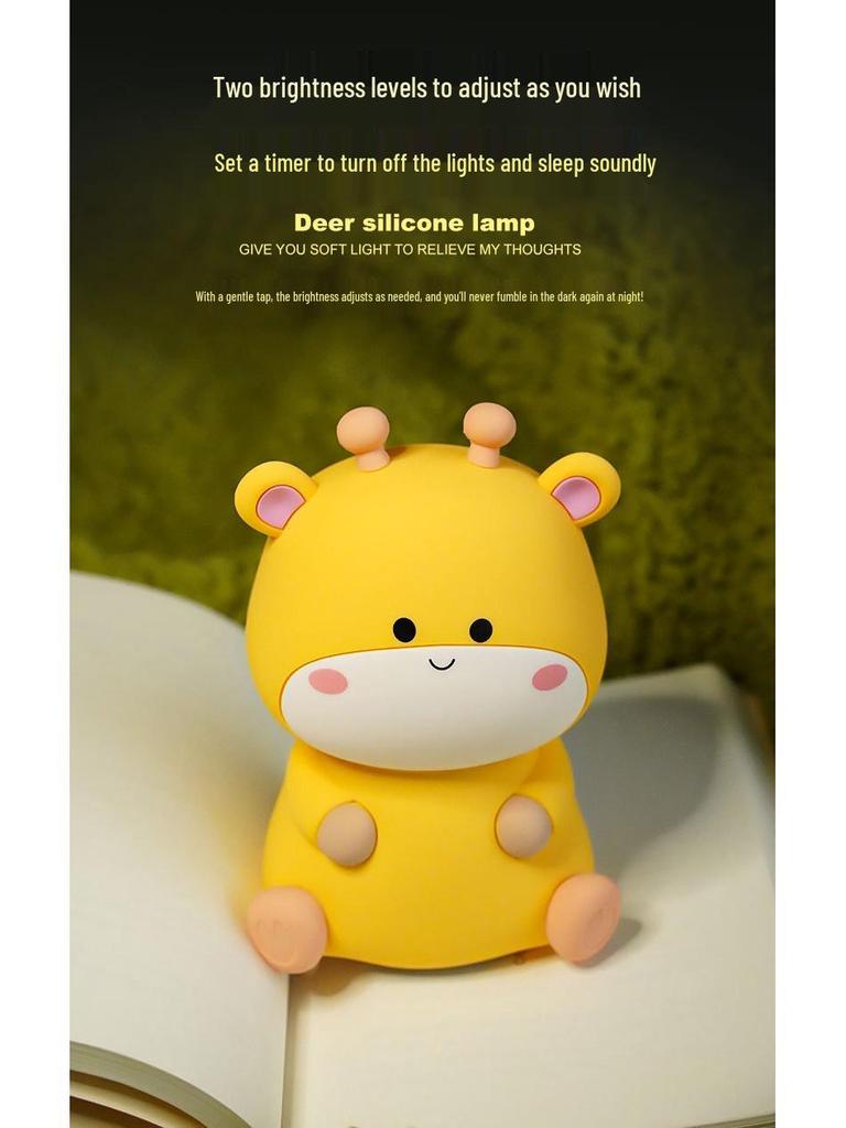 Deer Silicone LED Rechargeable Night Light for Kids - Christmas Gift
