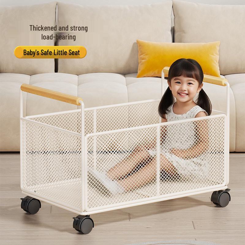 Large Plush Toy Storage Basket with Handles for Children's Dolls