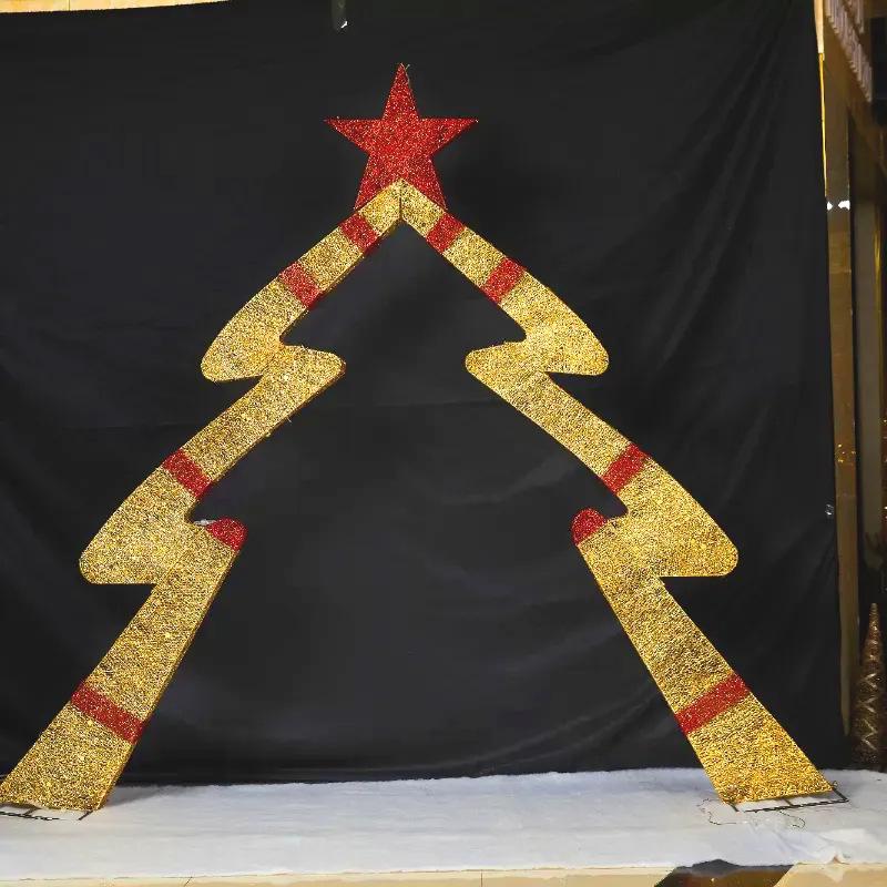 Golden Arch Christmas Manger Set: Illuminated Ornaments for Holiday Displays and Outdoor Decorations.