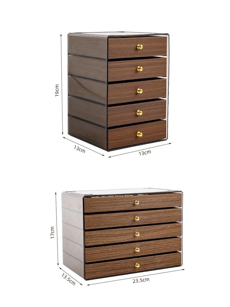 Five-Layer Walnut Wood Jewelry Box for Earrings, Necklaces & Bracelets - Large Capacity