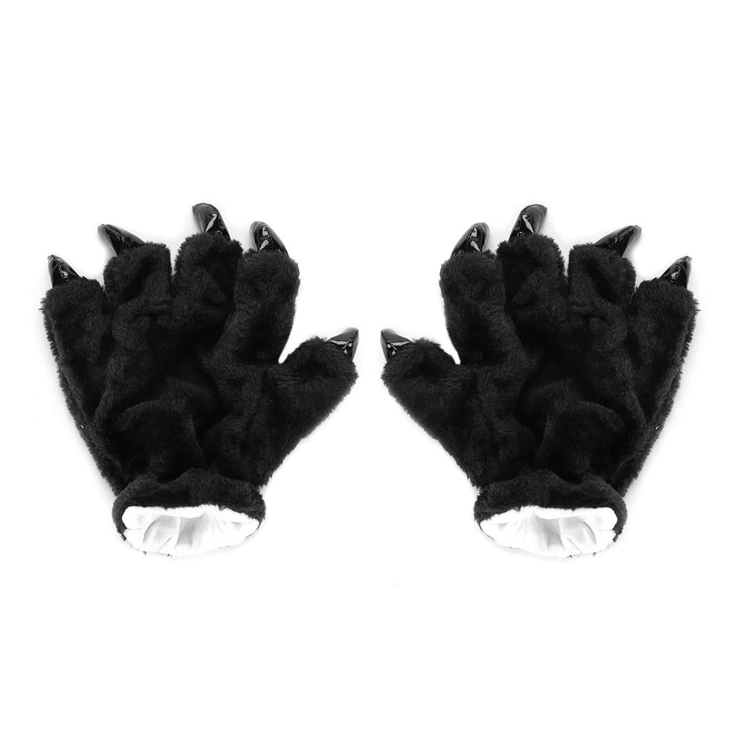 Urocze Rękawiczki Dinozaura z Łapą Potwora Cosplay Puszyste Ciepłe na Jesień i Przebranie Boże Narodzenie Czarne Pazury, Nadruki, Skóra, Zwierzę, Rękawiczki,