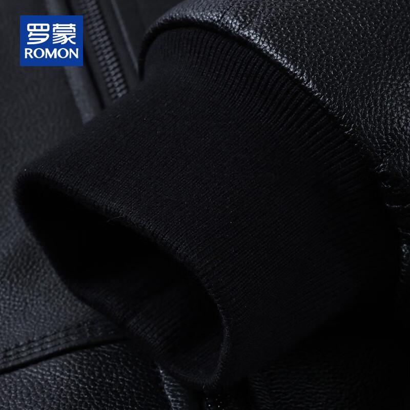 Romon Men's Genuine Leather Lapel Jacket