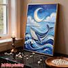 Kit de Pintura de Perlas sin Marco DIY Ballena Azul Luna Arte de Perlas Brillantes 3D Lienzo Manualidad Creativa Relajante para Decoración de Pared del Hogar Regalo