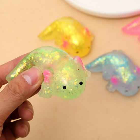 Mini Glitter Salamander Squeeze Toy Stress Relief Lying Salamander Sensory Toy Decompression Clear Animal Fidget Toy