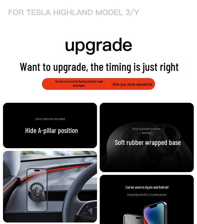 Tesla Model 3/Y Refreshed A-Pillar Mobile Phone Car Mount - Dedicated Navigation Accessory