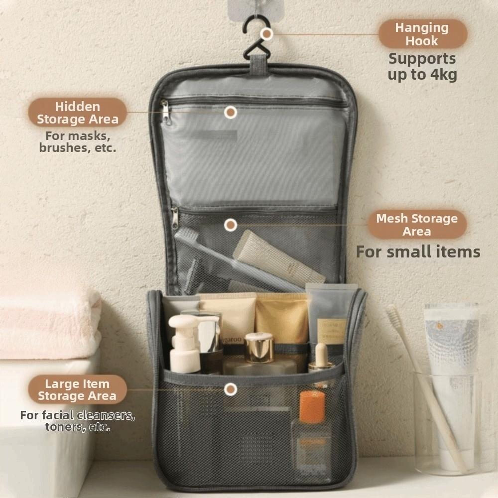 With Hanging Hook Travel Toiletry Bag Waterproof Travel Essentials Organizer Beautician Use