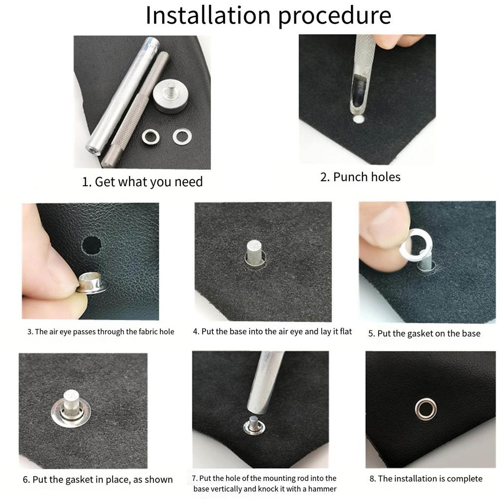 400Pcs 5mm Metal Grommets Kits 10 Colors Eyelet Punch Set Metal Eyelets Grommet Sets for Leather/Clothes/Curtain Repair
