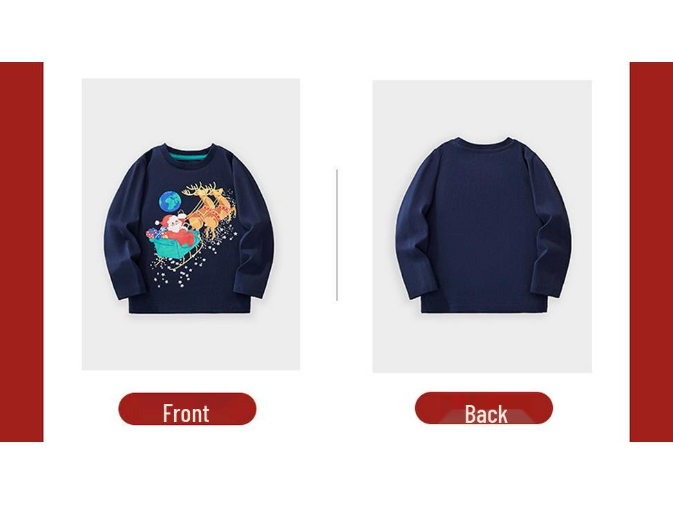 European & American Kids' Autumn/Winter Christmas Long-Sleeve Cartoon T-Shirt Pullover