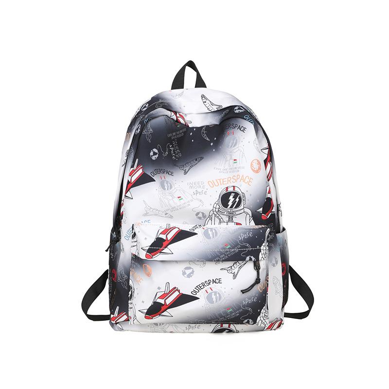 

2025 New Backpack Korean Version Fashion Printed Cartoon Backpack Large Capacity High School Student Schoolbag Tide чёрный