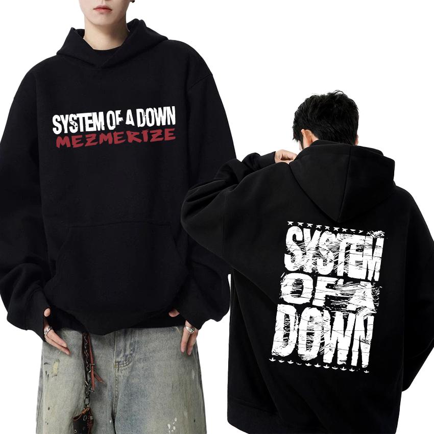 Rock band System of A Down Mezmerize 2025 Album Vintage metal streetwear Unisex hip hop Casual Hoodie Unisex Fleece pullover