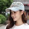 Women's Embossing Flower Denim Baseball Summer Rhinestone Inlaid Jeans Hat