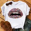 Fashion Lips Print Women T Shirt Casual Short Sleeve O Neck Loose Women Tshirt Ladies Tee Shirt Tops Clothes Camisetas Mujer