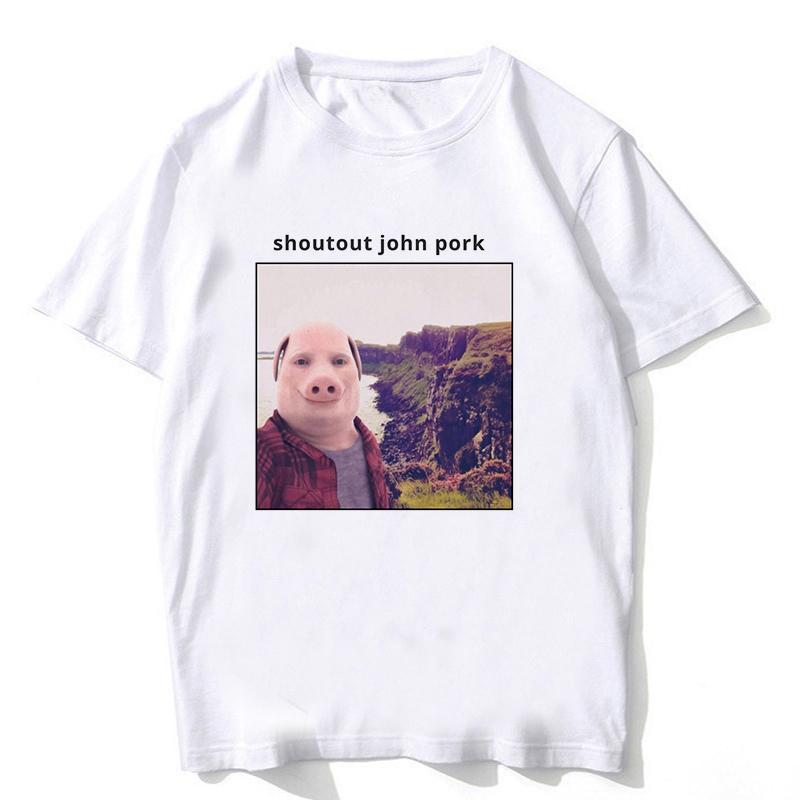 Lustiges John Pork ruft an Anruf annehmen Telefon T-Shirt für Frauen Schwein Tops T-Shirt Gothic Hip Hop T-Shirt Streetwear Kleidung