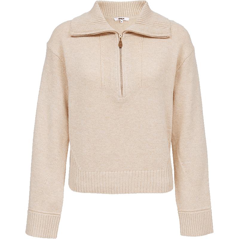 ONLY Women's Relaxed Fit Striped Lapel Knit Sweater