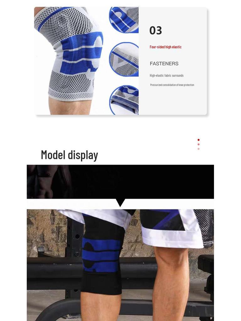 Silicone Spring Support Knee Pad for Sports: Cycling, Basketball, Mountaineering, Running, Fitness