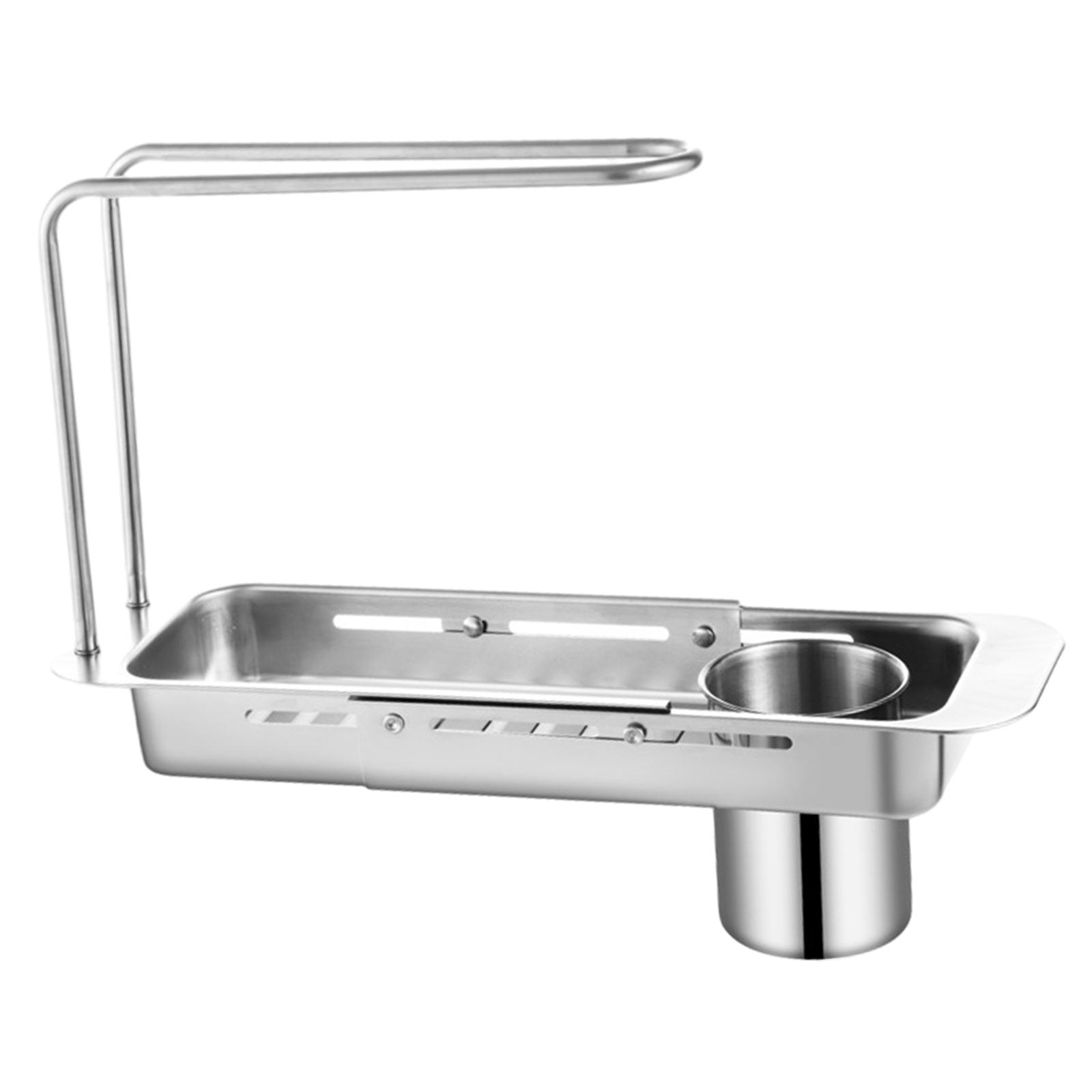 

Sink Drain Shelf Stainless Steel Drainer Shelf Kitchen Sink Organizer Telescopic Practical Storage Shelf Kitchen Utensils