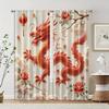 2 Pcs, Filtering Curtains (excluding Rods, Non-movable, Without Batteries) Chinese Dragon_00016 for Use In Bedrooms and Living