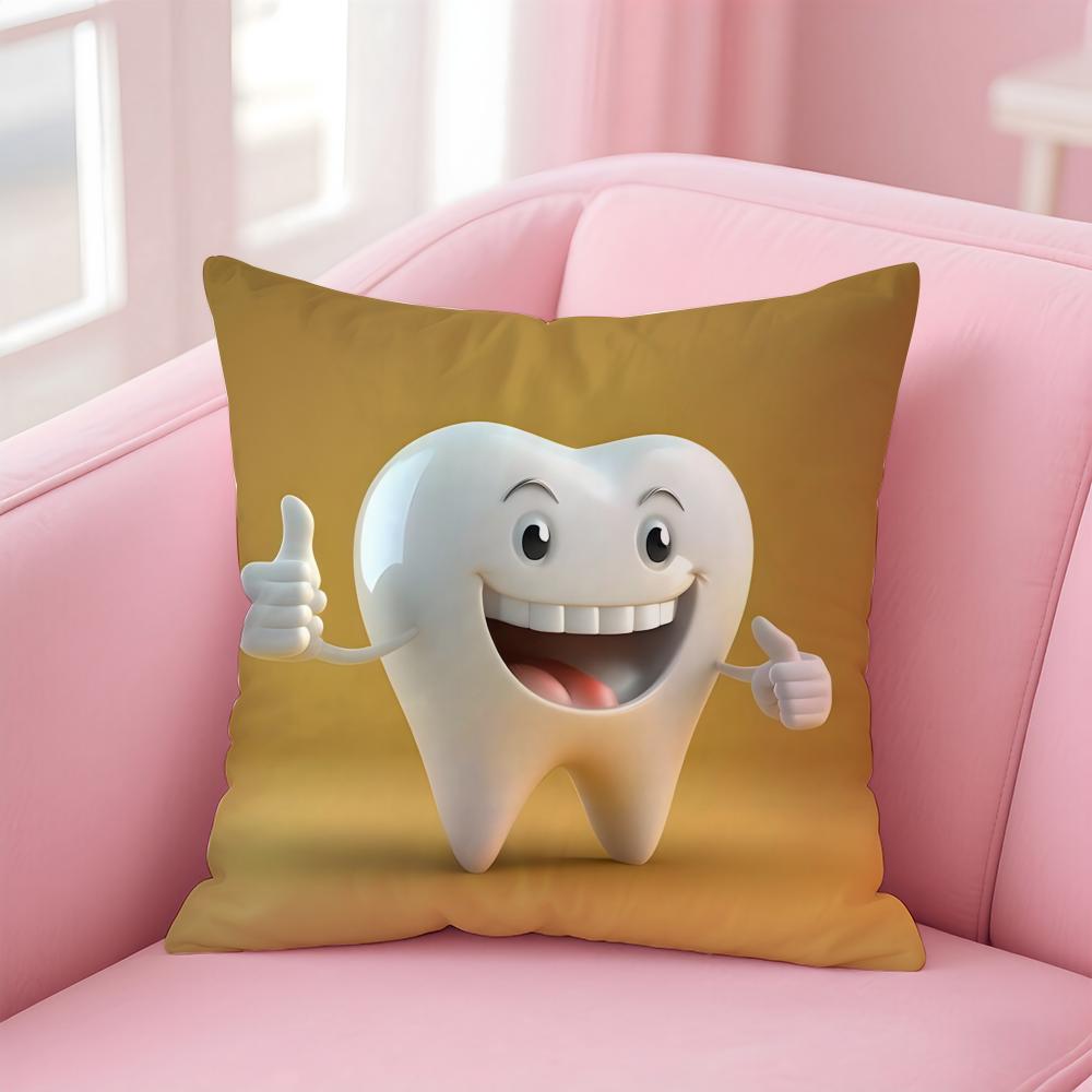 Cartoon Funny Teeth Anime Cushion Cover Pillow Case Soft Skin Friendly Fabric Concealed Zipper