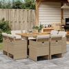 VidaXL Garden Dining Set and Cushions 9 Pcs Beige Poly Rattan 3277791