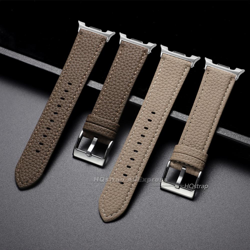 New Lychee Pattern Leather Watch Strap for Samsung Galaxy Watch 8 Classic 46mm 40mm 44mm Watch Band Business Smartwatch Bracelet