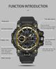 SANDA 6021 LED Dual Display Quartz Wristwatch Mens Digital Clock Military Stopwatch Reloj HombreSport Watch for Men Waterproof