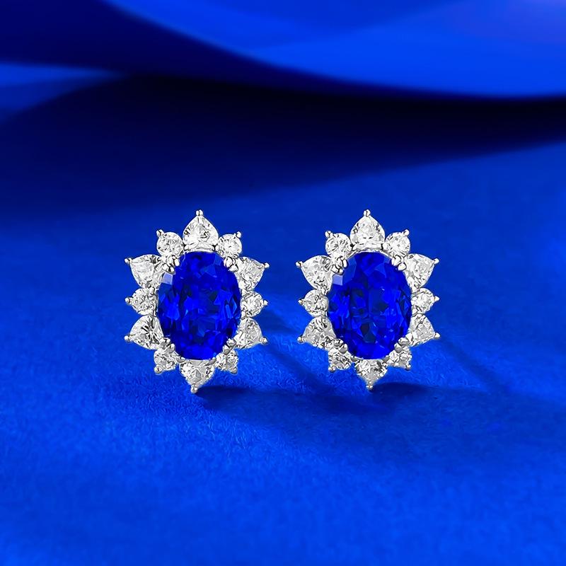 

Xiancan Jewelry Серьги-гвоздики из стерлингового серебра 925 пробы, овальные, 6x8 мм, имитация королевского синего цвета - Роскошная модная новинка. 925 Sterling Silver