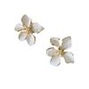 Chinese Style 2024 Drip Glaze Flower Petal Stud Earrings - Exaggerated Niche Design for Luxurious Elegance
