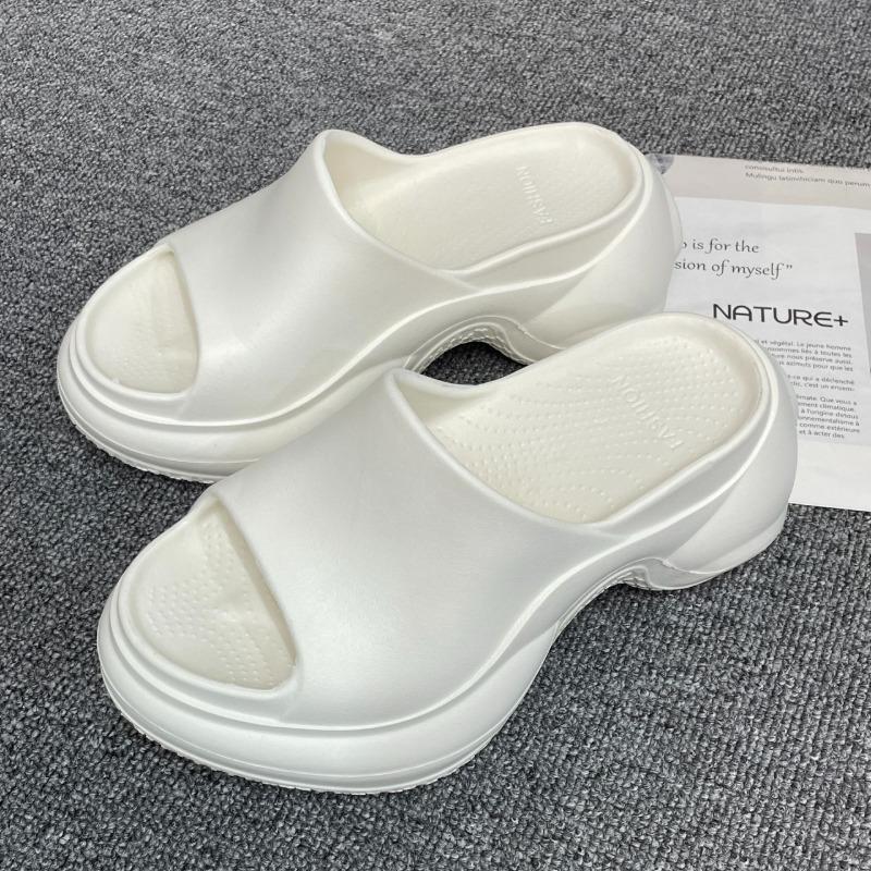 

Модные женские сандалии на толстом каблуке, летняя новинка, модные сандалии с круглым носком и открытым носком, на толстой подошве, нескользящие, удобные шлепанцы 40 белый