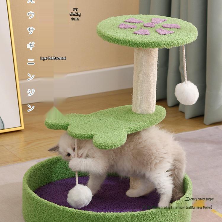 Winter Warm Cat Bed & Scratching Post with Durable Sisal - Vertical Climbing Frame & Toy