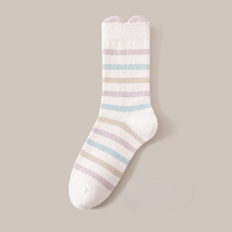 Winter and Autumn Thick and Warm Half-Size Fleece Women's Non-Loose-Material Mid-Calf Stockings Postpartum At-home Maternity Stockings