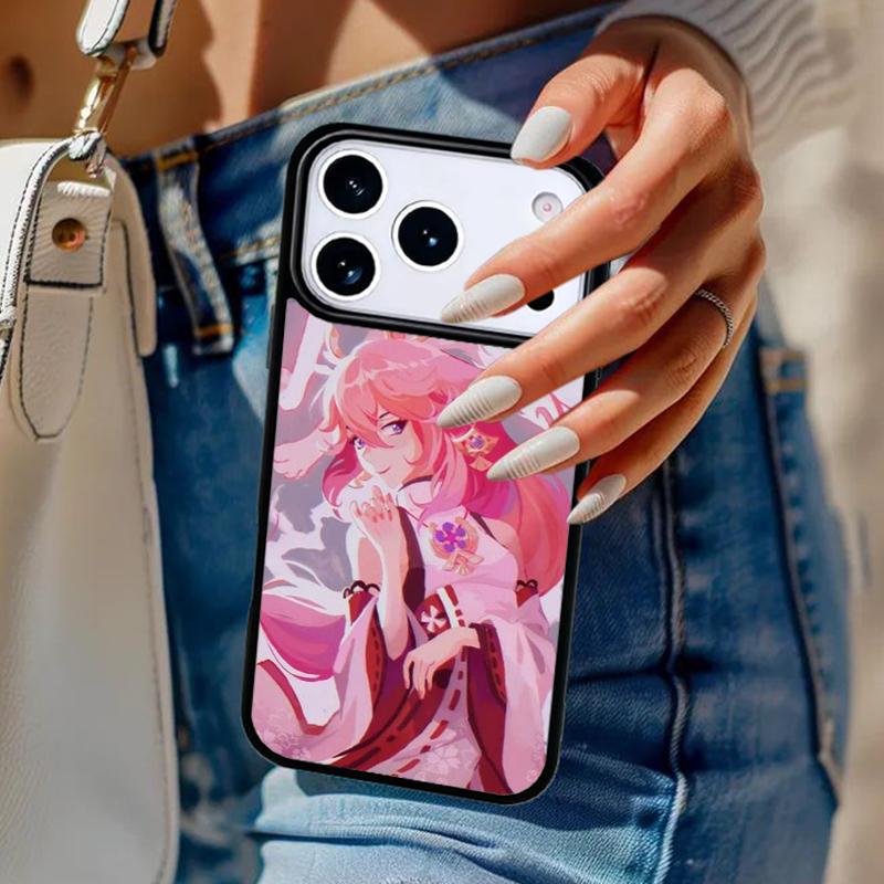 

Genshin Yae Miko Phone Case For iPhone 17 Air 14 15 13 12 Max Cover For Apple 14 15 16 16e 11 Pro Max Plus Coque iPhone 14plus