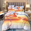 Flower Flamingo Bedding Set For Girl,Flamingos Full Bed Set,2 People Comforter Cover,Pink And Black Pdouble Bed Cover,Microfiber