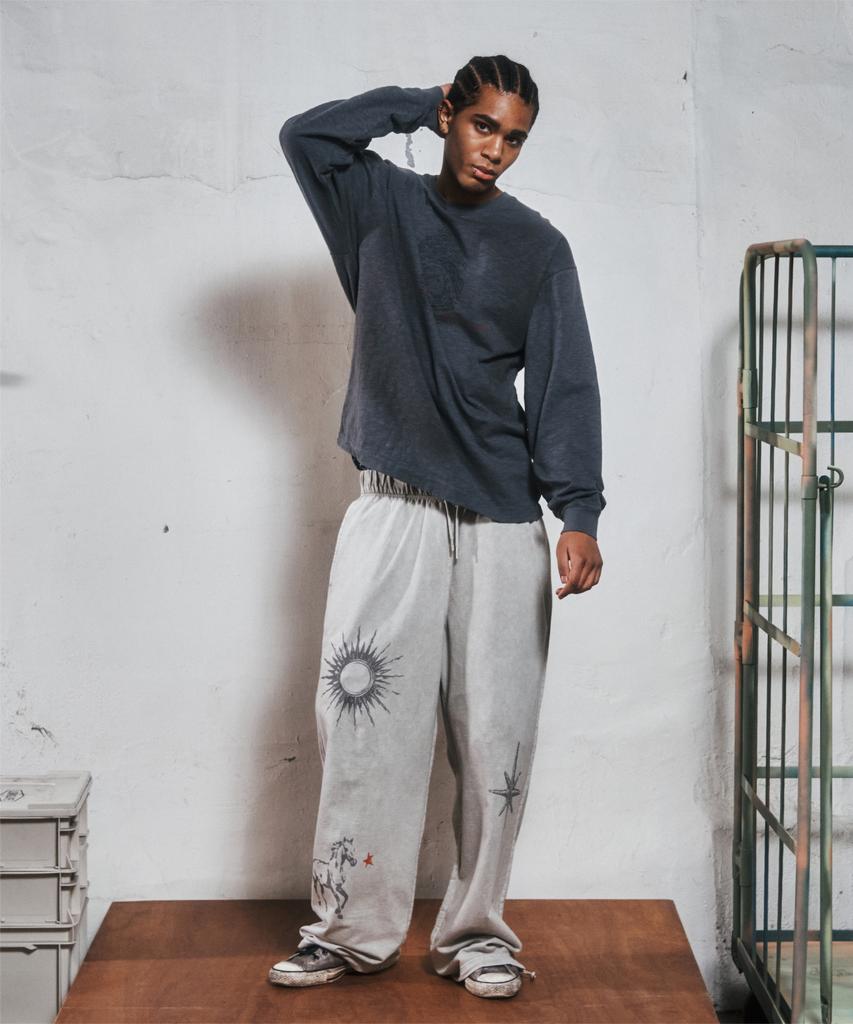 THEVINYLHOUSE Fingerprint Slub Ls Tee Charcoal