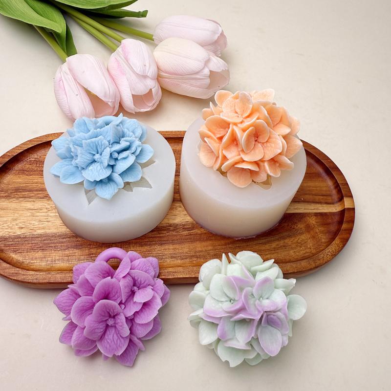 Hydrangea Flower Silicone Mold Diy Aromatherapy Candle Gypsum Resin Clay Mold Kitchen Baking Cake Decoration Flower Mold