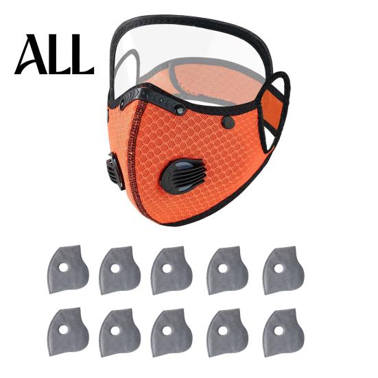Breathable Cycling Mask Reusable Carbon Filter Dust with Adjustable Goggles, 6-Layer Face Guard 10 Filters, Protection Breathing Valve, Eye