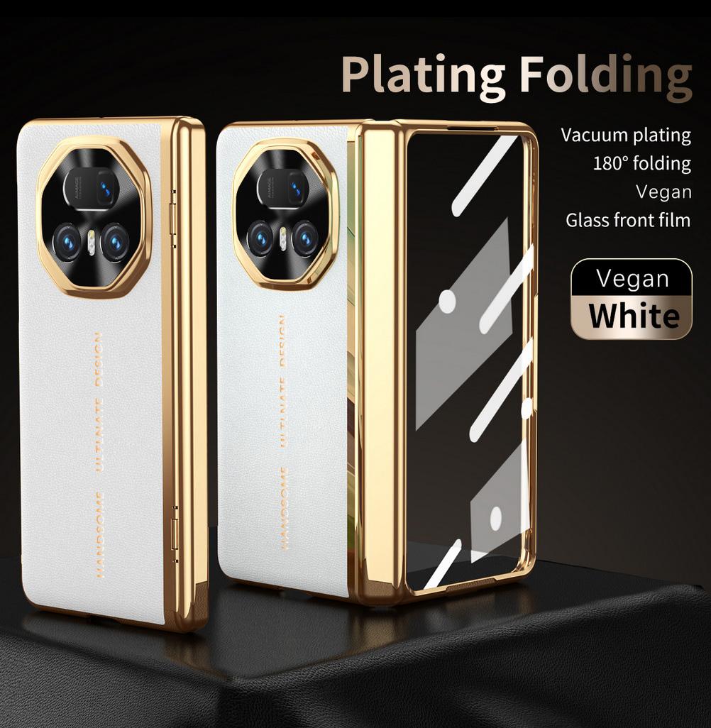 

Leather Plated Frame Hinged Tempered Glass Protective film Case For Honor Magic V5 V 5 Magic V3 All-inclusive Cover For Honor Magic V5