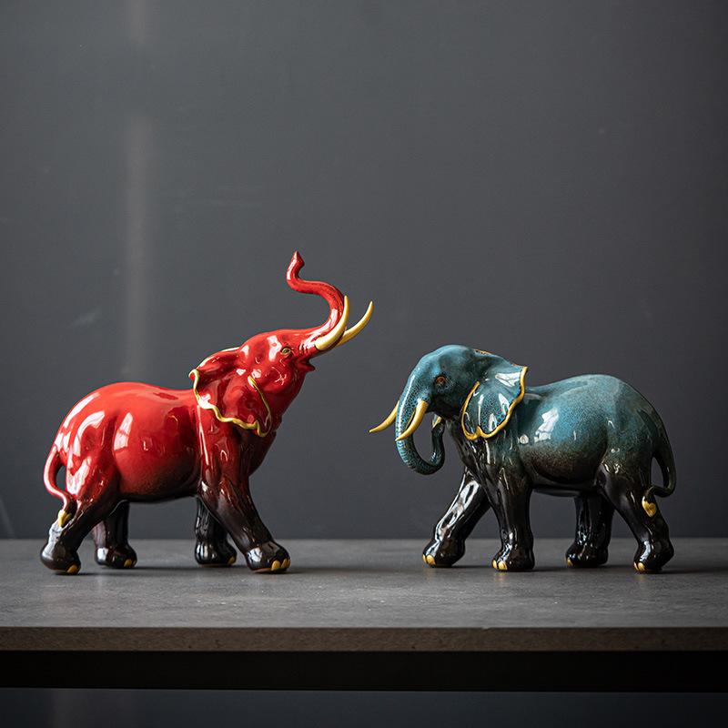 Feng Shui Keramik kreative Elefantenornamente für Wohnzimmer zu Hause, TV-Schränke, Weinschränke, Dekorationsartikel und Geschenke für