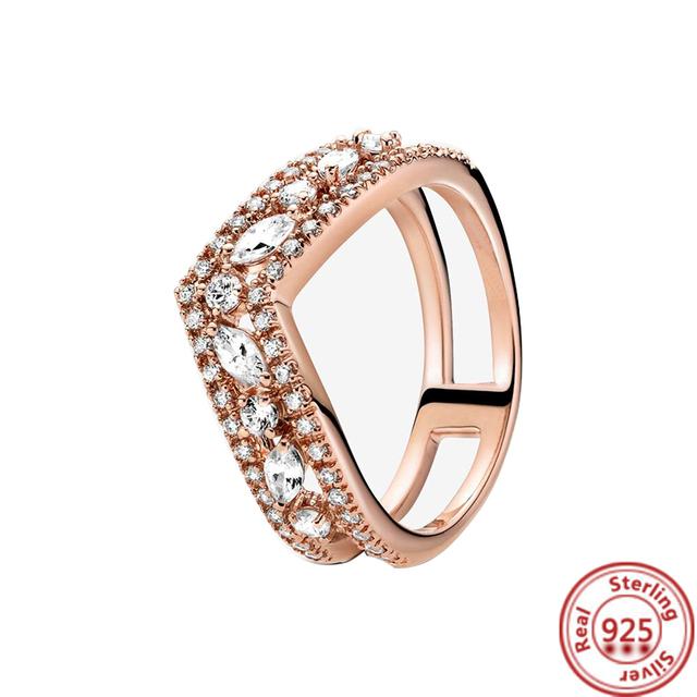 Silver Original Delicate Ring Zirconia Sparkling Row Eternity Round Ring Women European Jewelry DIY