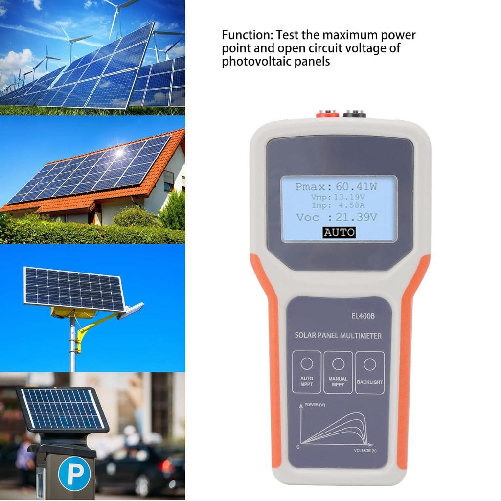 Solar Panel Multimeter, Multifunctional Solar Panel MPPT Tester Stable Easy to Operate 0.1 to 400W for Photovoltaic Panel