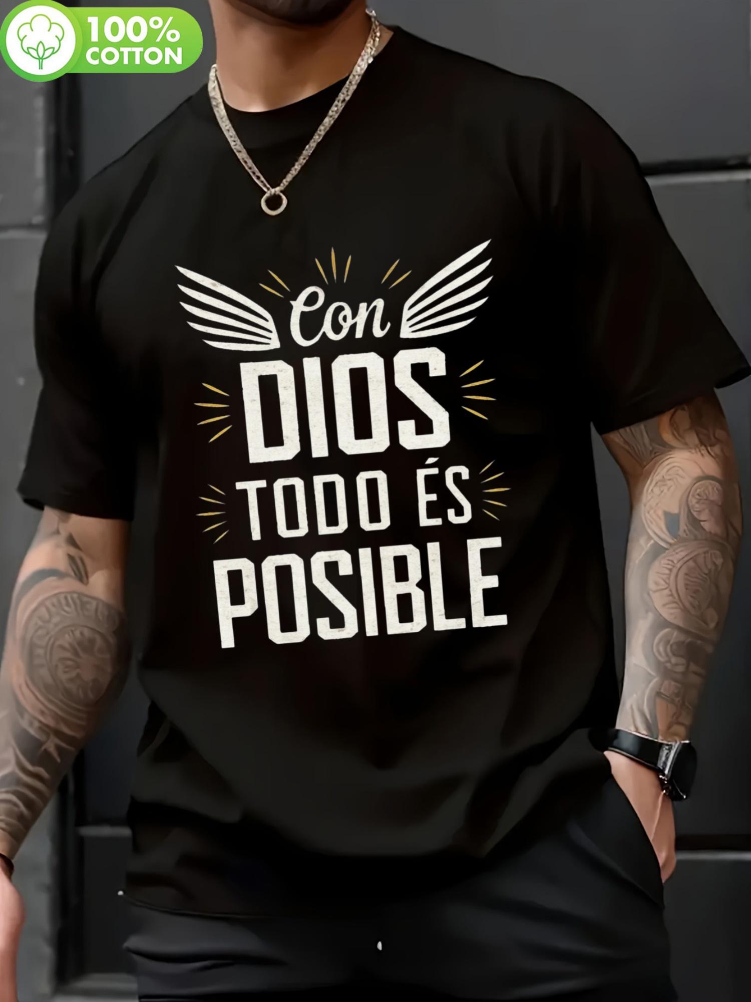 Inspirational  Con Dios Todo Es Posible  T-shirt - 100% Cotton 180gsm S