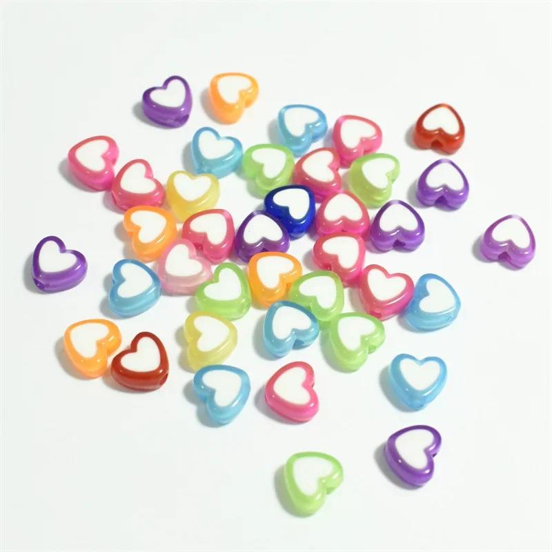New 50pcs/lot 8x4mm Love Acrylic Bead Loose Spacer Beads for Jewelry Making DIY Handmade Clothing Accessories
